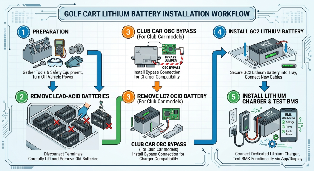 5 Steps to a Successful Golf Cart Lithium Conversion