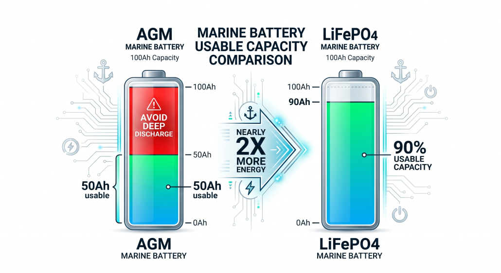 AGM vs Lithium Usable Capacity Chart