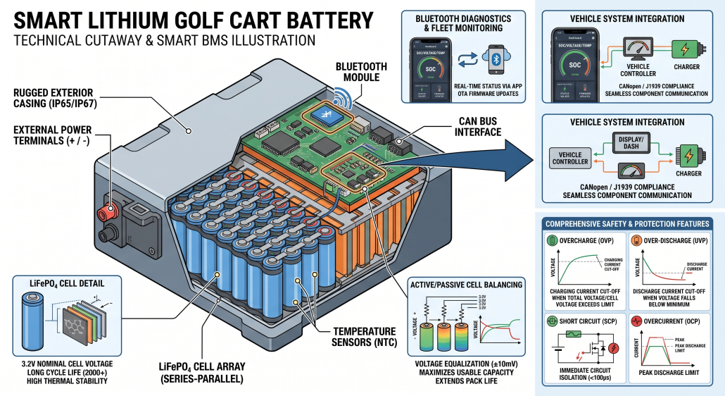 Smart BMS Illustration to emphasize safety, diagnostics, and intelligent battery management