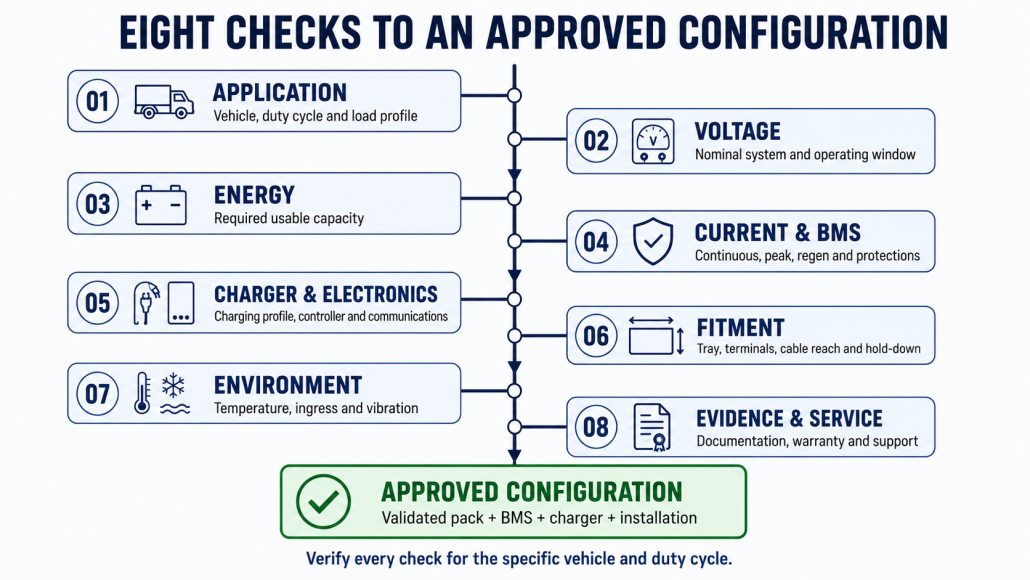 Eight engineering checks used to evaluate the best golf cart battery for an application