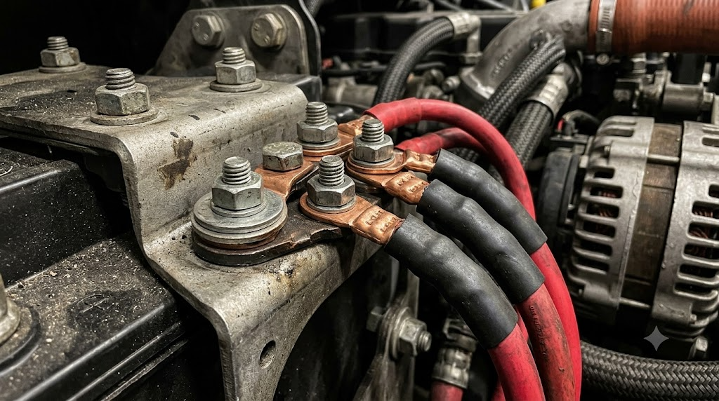 heavy-duty M8 terminal connections and heavy-gauge wiring