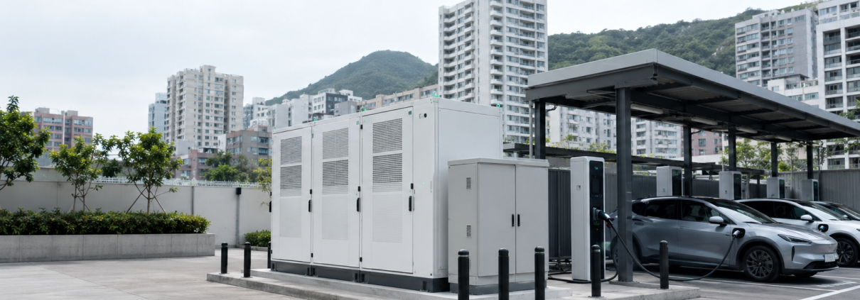 Battery energy storage equipment for an EV charging project in Hong Kong