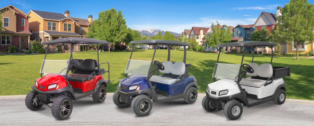 three golf carts