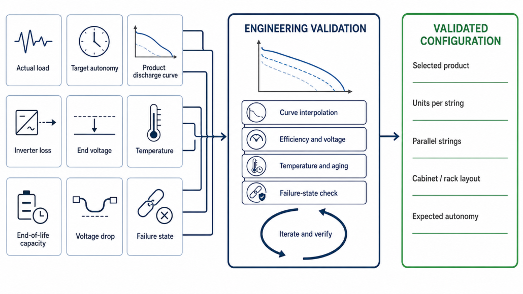 Engineering inputs for data center UPS battery sizing